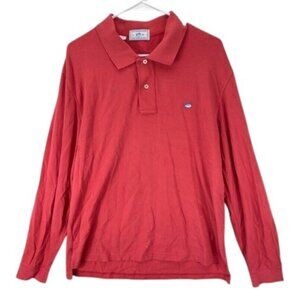 Southern Tide Polo Shirt Men’s Red Skipjack Long Sleeve‎ Cotton Casual Size L